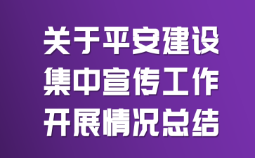 關(guān)于平安建設(shè)集中宣傳工作開展情況總結(jié)